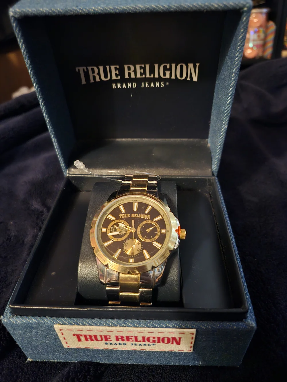 True Religion Men’s Gold and Black Chronograph Watch
